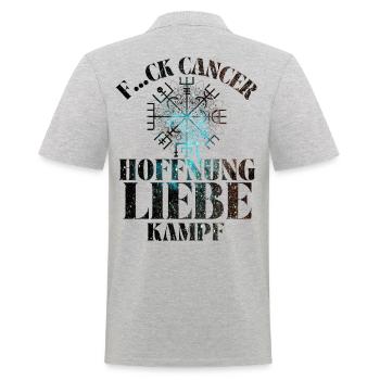 F...CK CANCER - HOFFNUNG, LIEBE & Kampf - Männer Poloshirt - Grau meliert - Hinten - Kai (181cm)