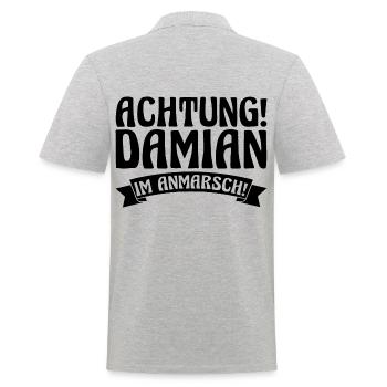 Prénom Damian - Polo Homme - gris chiné - Dos - Kai (181cm)