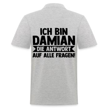 Prénom Damian - Polo Homme - gris chiné - Dos - Kai (181cm)