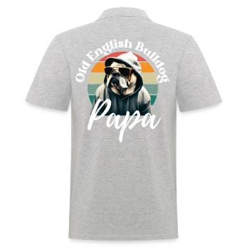 OLD ENGLISH BULLDOG PAPA - Chien Chiens Bulldog - Polo Homme - gris chiné - Dos - Kai (181cm)