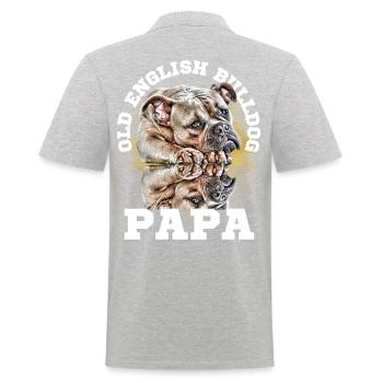 BULLDOG PAPA - Dictons de chien Chien Chiens Bouledogue - Polo Homme - gris chiné - Dos - Kai (181cm)