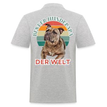 BEST DOG DAD Bulldog Dog Dogs Vieux Anglais - Polo Homme - gris chiné - Dos - Kai (181cm)
