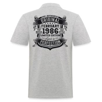 Cadeau d’anniversaire original février 1986 - Polo Homme - gris chiné - Dos - Kai (181cm)