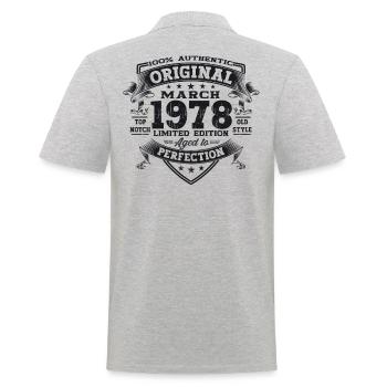 45th birthday Mann Original March Born 1978 - Men's Polo Shirt - heather grey - Back - Kai (181cm)