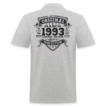30. Geburtstag Mann Original März Jahrgang 1993 - Männer Poloshirt - Grau meliert - Hinten - Kai (181cm)
