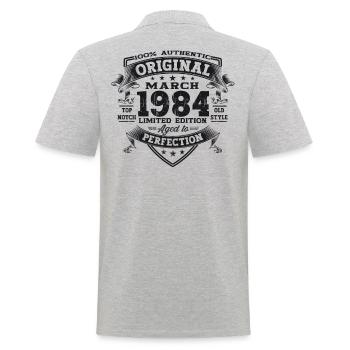39th birthday Mann Original March Born 1984 - Men's Polo Shirt - heather grey - Back - Kai (181cm)