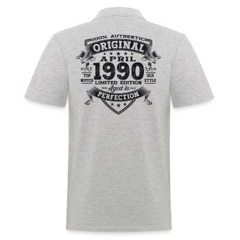 33rd birthday man April Born 1990 Original - Men's Polo Shirt - heather grey - Back - Kai (181cm)