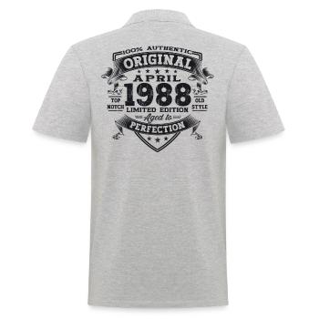 35e anniversaire homme April Né 1988 Original - Polo Homme - gris chiné - Dos - Kai (181cm)