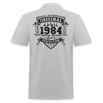 39e anniversaire homme April Né 1984 Original - Polo Homme - gris chiné - Dos - Kai (181cm)