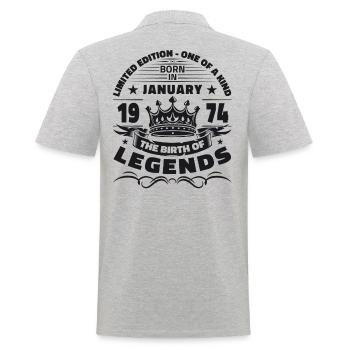 50e anniversaire Janvier Millésime Légendaire depuis 1974 - Polo Homme - gris chiné - Dos - Kai (181cm)