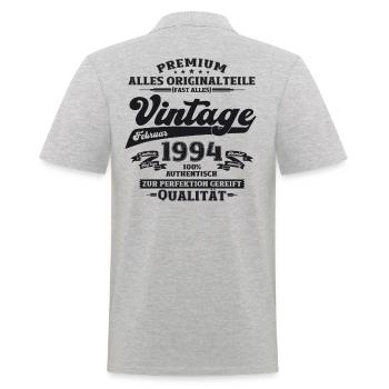 30. Geburtstag Vintage Februar Jahrgang 1994 - Männer Poloshirt - Grau meliert - Hinten - Kai (181cm)