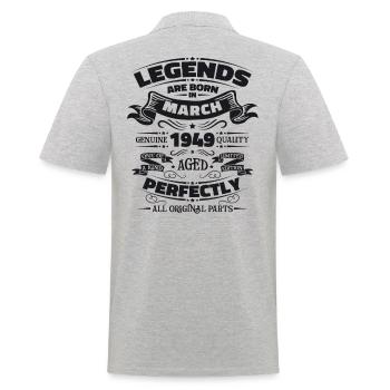 75th birthday Legendary since March Born in 1949 - Men's Polo Shirt - heather grey - Back - Kai (181cm)