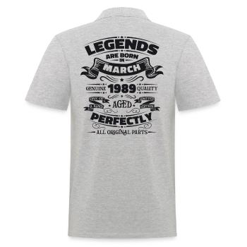 35th Birthday Legendary Since March Born in 1989 - Men's Polo Shirt - heather grey - Back - Kai (181cm)