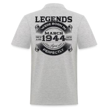 80th birthday Legendary since March Born in 1944 - Men's Polo Shirt - heather grey - Back - Kai (181cm)