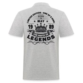 35. Geburtstag Mann Legende Mai Jahrgang 1989 - Männer Poloshirt - Grau meliert - Hinten - Kai (181cm)