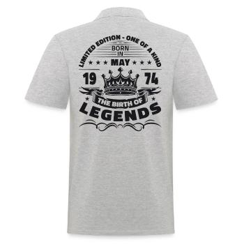 Anniversaire 1974 Mai 1974 Millésime 1974 Légende 74 - Polo Homme - gris chiné - Dos - Kai (181cm)