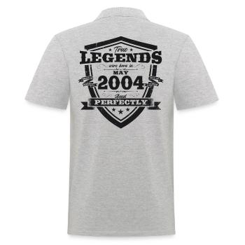 Legende Mai 2004 Jahrgang 2004 Geburtstag 2004 - Männer Poloshirt - Grau meliert - Hinten - Kai (181cm)