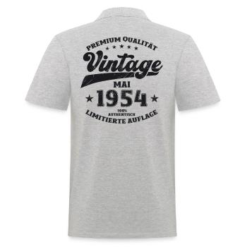 Vintage May 1954 Vintage 1954 Birthday 1954 - Men's Polo Shirt - heather grey - Back - Kai (181cm)