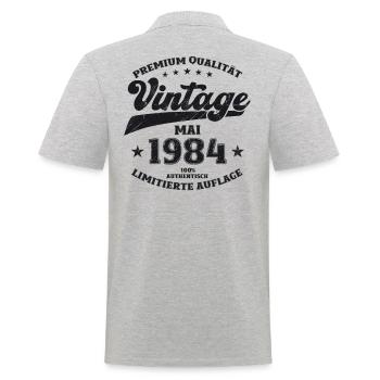 Vintage May 1984 Vintage 1984 Birthday 1984 - Men's Polo Shirt - heather grey - Back - Kai (181cm)