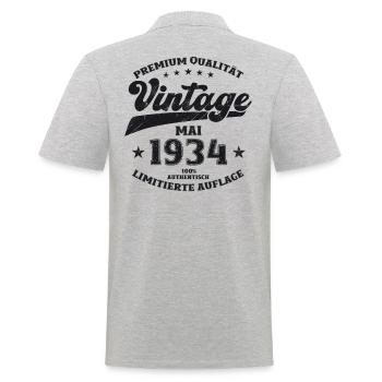Vintage May 1934 Vintage 1934 Birthday 1934 - Men's Polo Shirt - heather grey - Back - Kai (181cm)