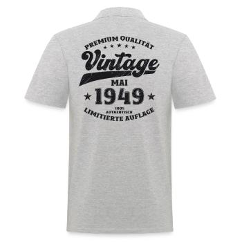 Vintage Mai 1949 Jahrgang 1949 Geburtstag 1949 - Männer Poloshirt - Grau meliert - Hinten - Kai (181cm)