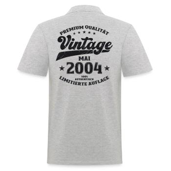 Vintage Mai 2004 Jahrgang 2004 Geburtstag 2004 - Männer Poloshirt - Grau meliert - Hinten - Kai (181cm)