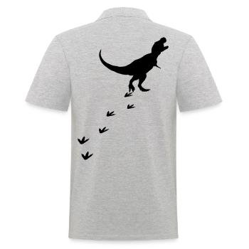 T-Rex Dinosaur Track Trace Dino Tyrannosaurus - Polo Homme - gris chiné - Dos - Kai (181cm)