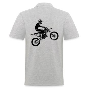 Motocross Jumping Motorrad Cross Circuit für Biker - Männer Poloshirt - Grau meliert - Hinten - Kai (181cm)
