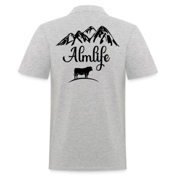 Alm Cow Mountains Mountain Tirol Switzerland Bavaria Alb Allgäu - Men's Polo Shirt - heather grey - Back - Kai (181cm)