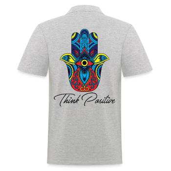 hamsa hand fatima yoga think positive Geschenk - Männer Poloshirt - Grau meliert - Hinten - Kai (181cm)