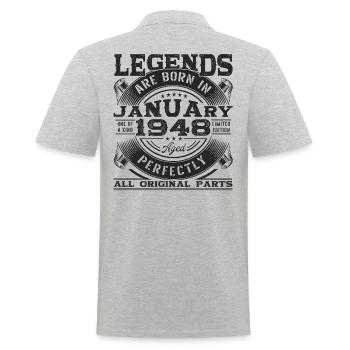 Né en 1948 Janvier 75e anniversaire Homme cadeau - Polo Homme - gris chiné - Dos - Kai (181cm)