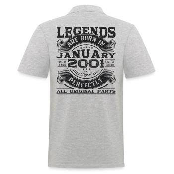 Year 2001 January 22nd birthday Gift man - Men's Polo Shirt - heather grey - Back - Kai (181cm)