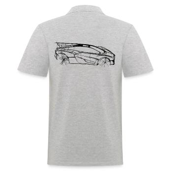 Rennwagen - Sportwagen - Männer Poloshirt - Grau meliert - Hinten - Kai (181cm)