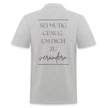 POSITIVE EINSTELLUNG MINDSET Motivation - Männer Poloshirt - Grau meliert - Hinten - Kai (181cm)