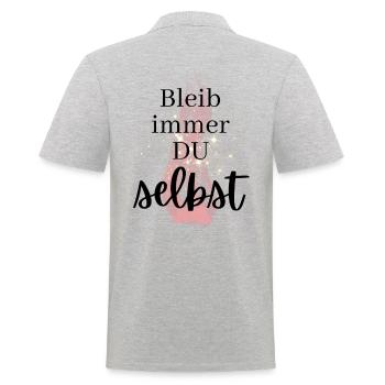 POSITIVE EINSTELLUNG MINDSET Motivation - Männer Poloshirt - Grau meliert - Hinten - Kai (181cm)