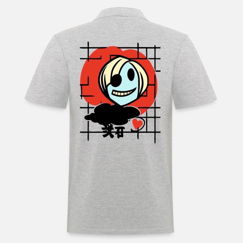 Verrücktes Anime-Mädchen mit Herz - Männer Poloshirt - Grau meliert