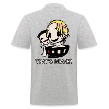 Crazy Madness Manga : Un Ramen humain - Polo Homme - gris chiné - Dos - Kai (181cm)