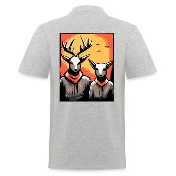 Japan Red Sun: A Deer Couple - Men's Polo Shirt - heather grey - Back - Kai (181cm)