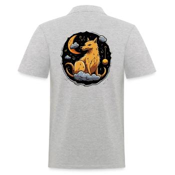 Schlaf gut, Cartoon Wolf und der Himmel mit Mond - Männer Poloshirt - Grau meliert - Hinten - Kai (181cm)