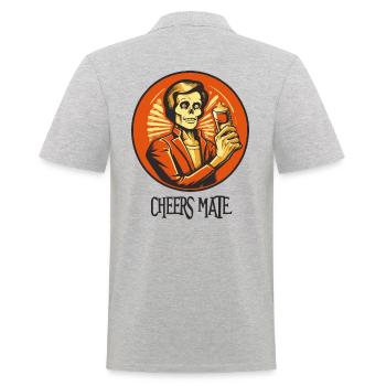 Skeleton ghost with a glass, cheers buddy - Men's Polo Shirt - heather grey - Back - Kai (181cm)