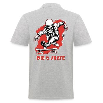 Die and Skate: Skateboarding Skeleton Punk - Men's Polo Shirt - heather grey - Back - Kai (181cm)