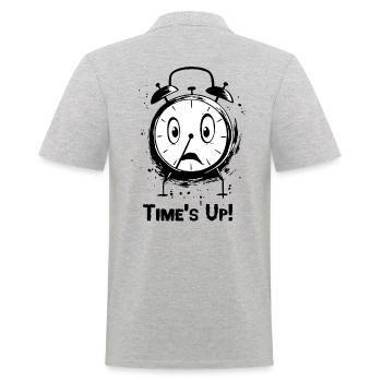 Time is up: Alarm clock - Men's Polo Shirt - heather grey - Back - Kai (181cm)