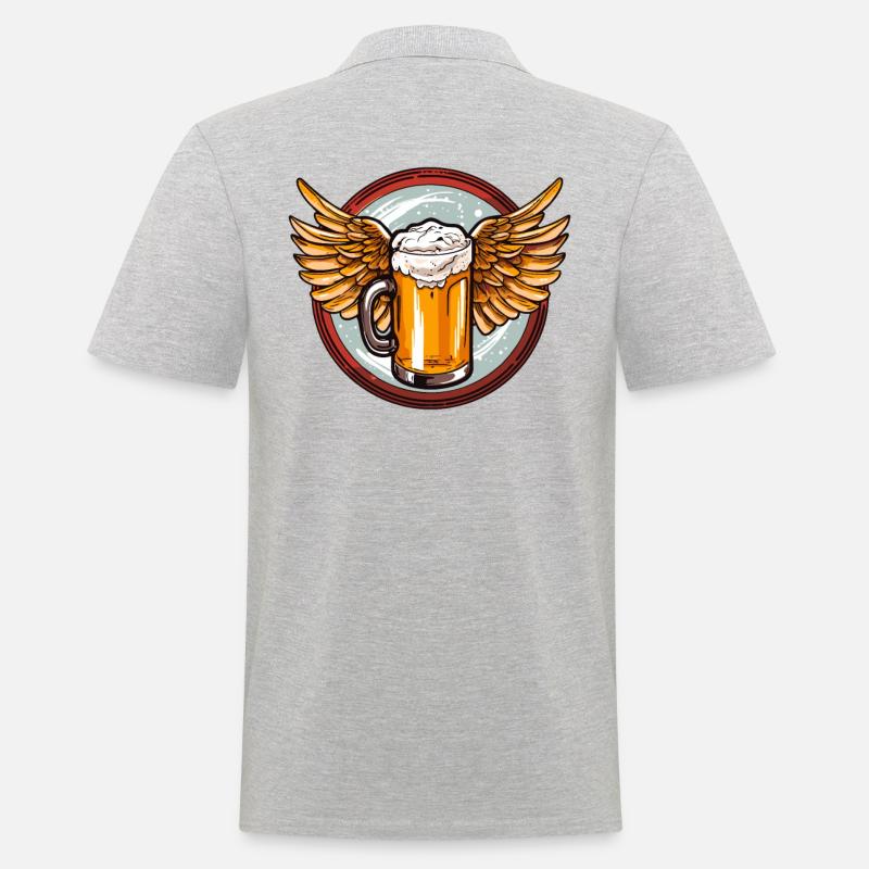 Bier mit Flügeln - Männer Poloshirt - Grau meliert