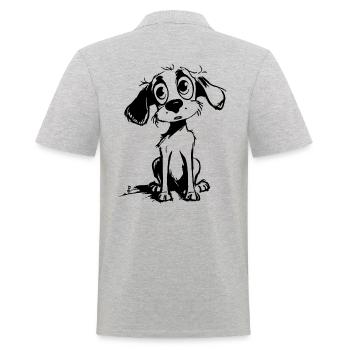 Niedlicher Träumer Streuner Hund - Männer Poloshirt - Grau meliert - Hinten - Kai (181cm)