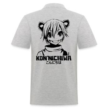 Konnichiwa Anime Fille - Polo Homme - gris chiné - Dos - Kai (181cm)
