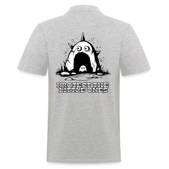 Cartoon: Schütze die Kleinen - Männer Poloshirt - Grau meliert - Hinten - Kai (181cm)
