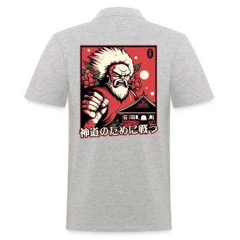 Für Shintoismus kämpfen - Fight for Shintoism - Männer Poloshirt - Grau meliert - Hinten - Kai (181cm)