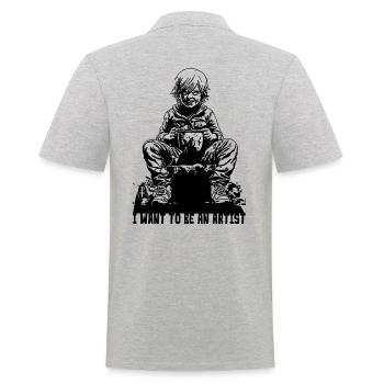 Kleiner Junge will Künstler werden - Männer Poloshirt - Grau meliert - Hinten - Kai (181cm)
