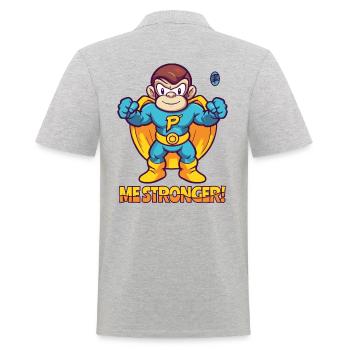 Je suis plus fort ! Singe super-héros de dessin animé - Polo Homme - gris chiné - Dos - Kai (181cm)