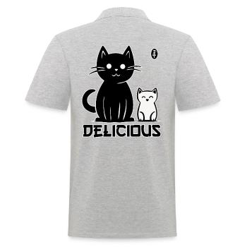 Chats mignons et savoureux - Polo Homme - gris chiné - Dos - Kai (181cm)